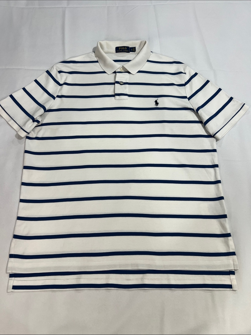 Polo by Ralph Lauren Men’s White Navy Striped Polo